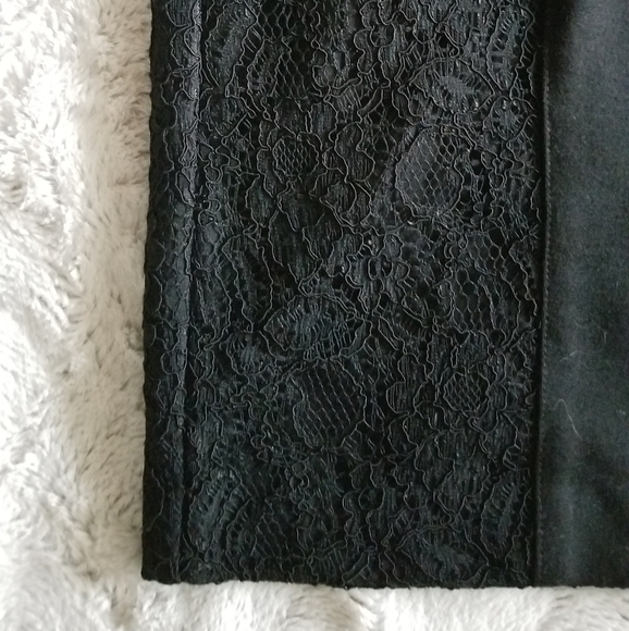 BCBGeneration Lace Insert Pencil Skirt Black 12 - Picture 2 of 8